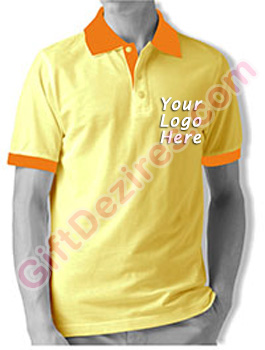 Designer Lemon Yellow and Orange Color Printed Logo T Shirts